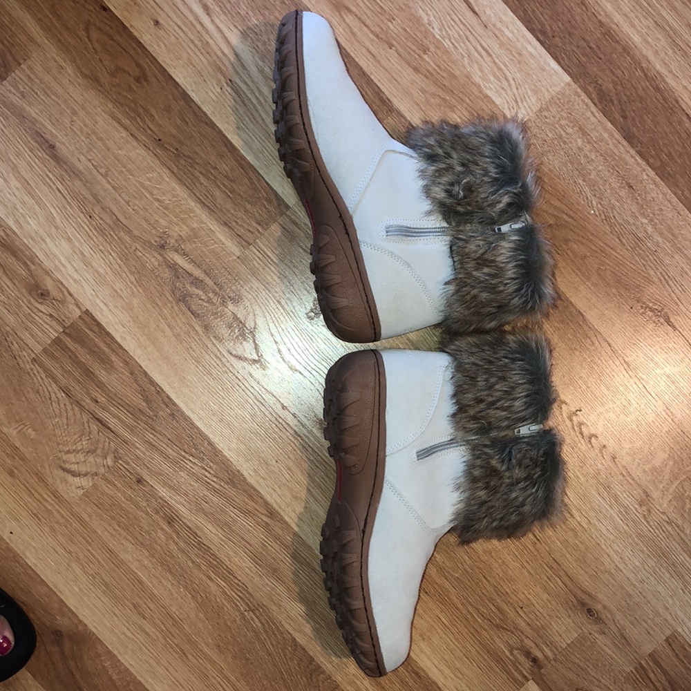 Sporto Ballad Ankle Boots Winter White Suede Faux Fur Side Zip - Picture 2 of 7
